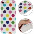 Чехол накладка Dot TPU Case для iPhone 5C (белый с разноцветным)